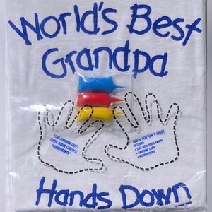 HandiPrints World's Best Grandpa T-Shirt Paint Kit Hand Prints (Large White) NWT